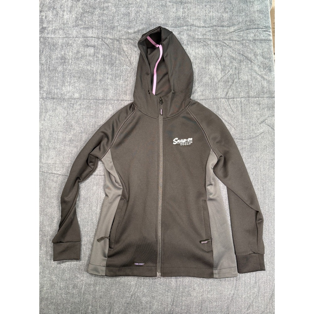 Snap-On Tools Womens Small Hooded Soft Shell Jacket Black Gray Full Zip Choko